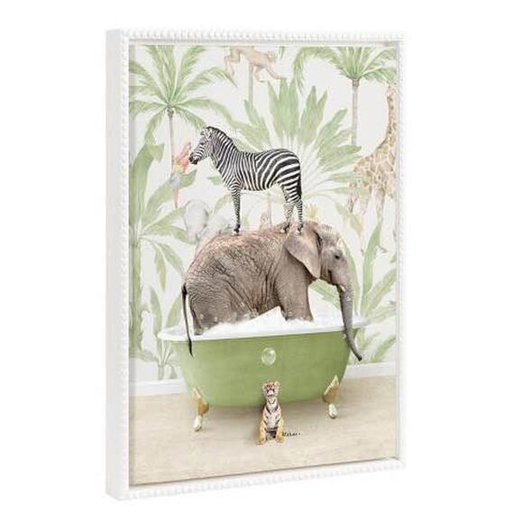 Other - Kate and Laurel Sylvie Beaded Safari Animals in Bath Framed Canvas Wall Art